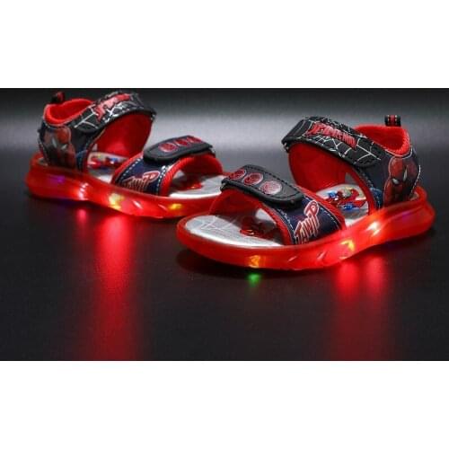 Disney new led luminous shoes cartoon childrens shoes summer boys beach sandals