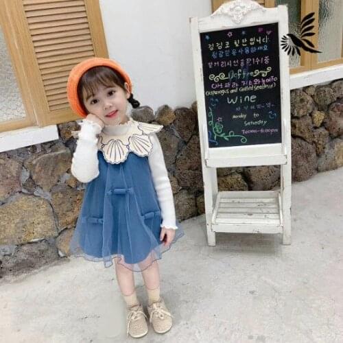 Toddler Girls Dress Korean Fashion High Quality Woolen Mesh Splice Infant Girl Dresses Kids Clothing Sleeveless Princess Dress