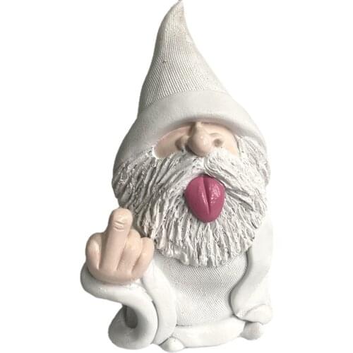 Erect Middle Finger White Robe Dwarf Decoration Garden Big Beard Gnomish Resin Handicraft Ornaments Courtyard Micro Landscape