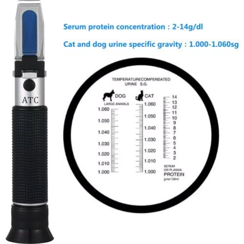 Handheld Pet Cat Dog Urine Specific Gravity Refractometer Veterinary 2-14 G / Dl Refractometer Pet Medical Tool ZGRC-300ATC