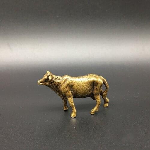 Collectable Chinese Brass Carved Animal Zodiac Cattle Exquisite Small Statues