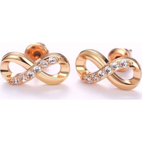 Huitan Simple Fashion Number 8 Shaped Stud Earrings for Women 3 Metal Colors Party Daily Wear Statement Jewelry Drop Shipping