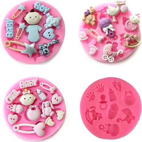 3D Baby Shower Pins Clothes DIY Silicone Mold Fondant Sugarcraft Cake Decorating Molds for Chocolate Mould Baking Tools