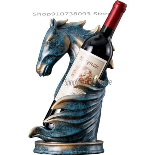 Horse Head Red Wine Rack Decoration European American Wine Cabinet Handicraft Decoration Creative Partition Lattice Decoration W