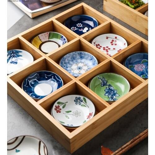 Snack Plate Formatted Platter Wooden Tray Ceramic Bowls and Plates Seasoning Dish Household Soy Sauce Dish Kitchen Tableware