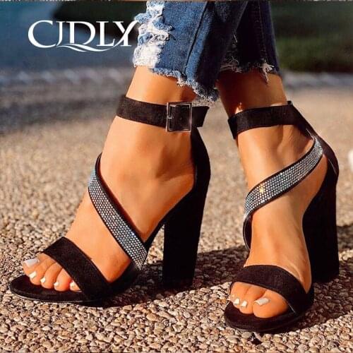 CJDLY Super High 10.5CM Square Heels Women Pumps Ankle Strap Sandals Shoes Woman Ladies Open Toe High Heels Dress Party Shoes