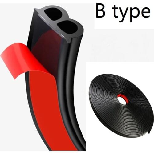 5 meter B type Car Door Seal Strip Stickers Anti-Dust Soundproof Sealing Noise Insulation rubber strip
