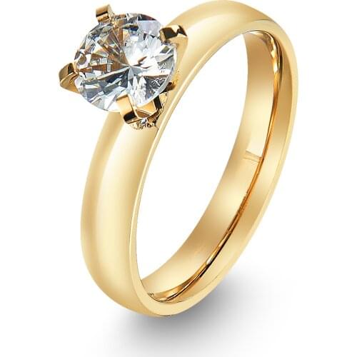 Vintage engagement rings for women 14k gold plated titanium jewelry ladies alliance cz diamond wedding rings female