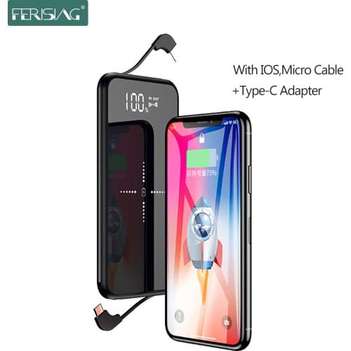 FERISING 10000mAh Qi Wireless Charger Power Bank USB Fast Charging Powerbank Portable External Battery Charger For Phone Xiaomi