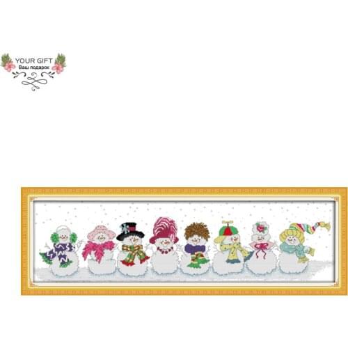 Joy Sunday 14CT 11CT Counted and Stamped Flower Snowman Winter Cross Stitch for Merry Christmas Home Decoration K915