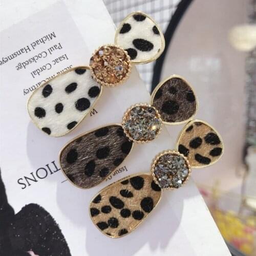 Autumn new hair accessories womens horse leopard pattern inlaid Czech diamond super flash duckbill clip hairpins girls hairpin