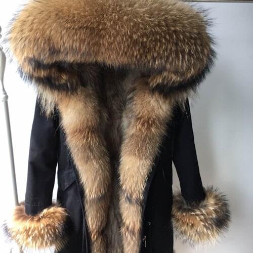 2021 new parka long winter jacket women outwear thick parkas raccoon natural real fur collar coat hooded real warm fox fur liner