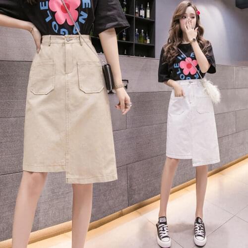 Woman Skirts Regular Denim White Skirt A- line Denim Skirt Womens SpringSummer 2021 High Waist Skirt Mujer Faldas Saias Mulher