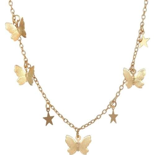 Fashion Retro Star Butterfly Pendant Necklace for Women Wedding Party Statement 2020 Women Choker Necklaces Jewelry