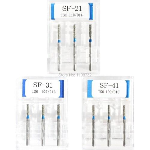 15Pcs / 5Boxes Dental Diamond Burs SF-21 / SF-31 / SF-41 Polisher Drill Dia-Burs High Speed Handpiece Dentist Burrs P