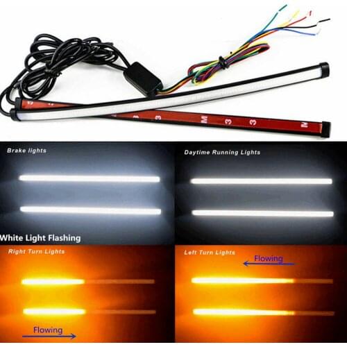 2pcs 30cm Switchback Flowing Car Tuning DRL LED Knight Rider Turn Signal Brake Light Strip Universal Exterior Parts Car Products