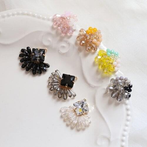 2pcs Korean Elegant Romantic girl crystal copper wire winding Earrings For Women multicolor accessories jewelry pendant material