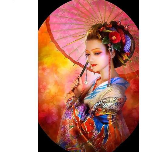 Full Square/Round Drill 5D DIY Diamond Painting "Japanese woman" Embroidery Cross Stitch 5D Home decoration Gift BY746