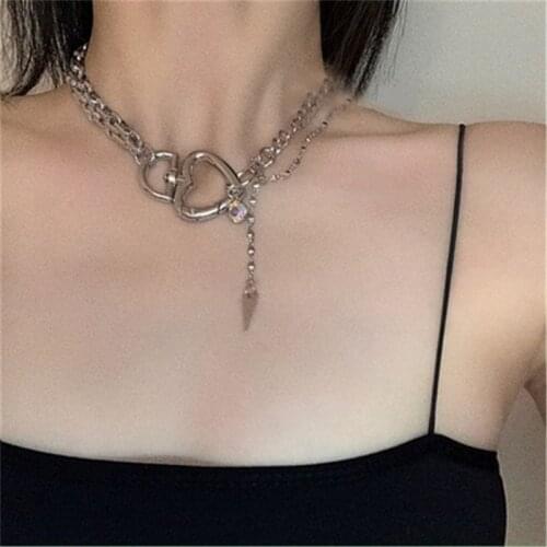 Irregular Hollow Out Heart Metal Pendant Necklace For Women Girl Shining Vintage Harajuku Choker Necklace Fashion Jewelry New