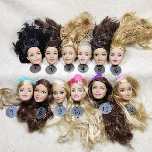B20-17 Original Foreign Trade European Beauty1/6 OOAK NUDE Doll Head Mussed Long Hair for DIY Soft PVC Head 90%NEW A