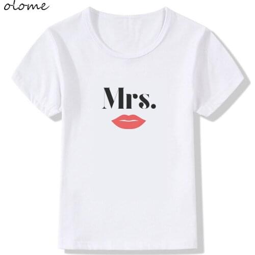 Harajuku Letter Print White T shirt Creative Mr. Mrs. pattern Baby Girls boys T-shirt Kids Cute Clothes 2 to 8 Years Toddle tops