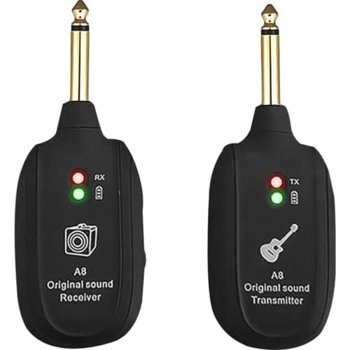 UHF Guitar Wireless System Transmitter Receiver Portable Built-in Rechargeable Wireless Guitar Transmitter Audio Pickup