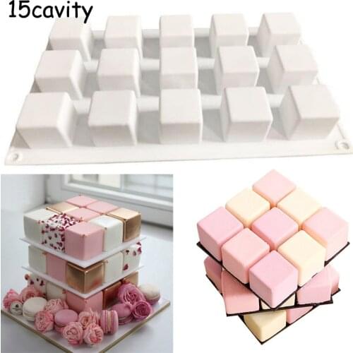 Large 3D Magic Square Silicone Cake Mold DIY Rubiks Cube Chocolate Mousse Cake Silicone Cake Mould Dessert Baking Tools