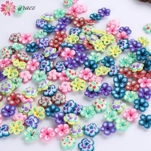 30pc/lot 11mm Soft Color Mini Polymer Clay Bohemia Flatback Flower Beads For Diy Earrings Jewelry Craft Making Accessories