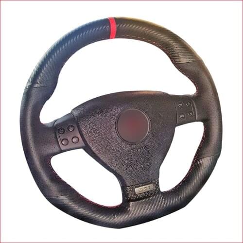 Black PU Carbon Fiber Steering Wheel Cover for Volkswagen Golf 5 Mk5 GTI VW Golf 5 R32 Passat R GT 2005