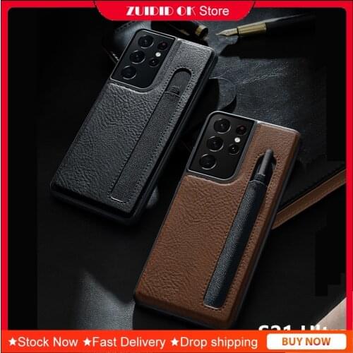 For Samsung Galaxy S21 Ultra Case Slim Aoge Leather Case Wallet Card Slot Protective Phone Case