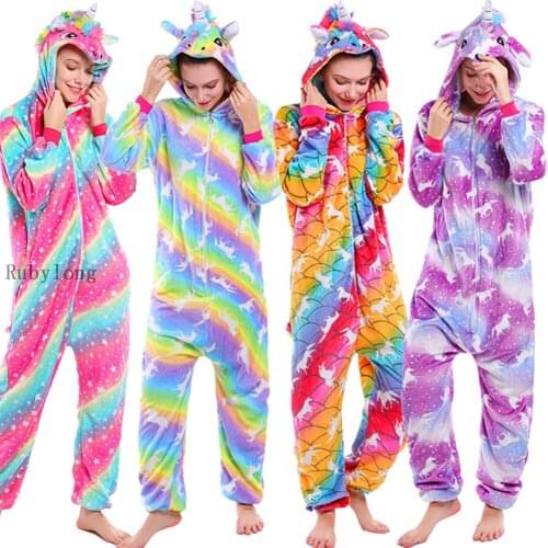 Adult Animal Onesies Women Unicorn Sleepwear Pajamas Female Totoro Pyjamas Anime Cartoon Overalls Winter Stitch Nightie Jumpsuit