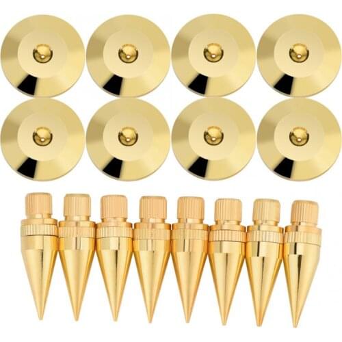 Speaker cable spike VBESTLIFE 8 Pairs 6 x 36MM Copper Speaker Spike Isolation Stand + Base Pad Feet Mat