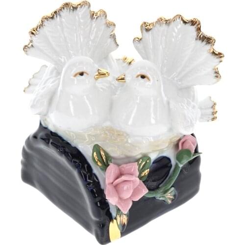 Highclass Ceramic Porcelain Beauty A Pair of White Birds Statute Modern Artwork Craft Animal Sculpture Home Desk Room Decoration