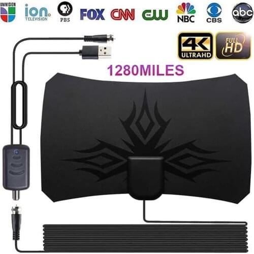 Indoor Digital Antena TV Aerial Amplified HDTV Antenna 4K DVB-T2 Freeview Isdb-tb Local Channel Broadcast 128 Miles Range