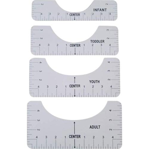 4PCS/Set Round Neck T-shirt Alignment Ruler PVC Sewing Collar Measuring Tool 517E