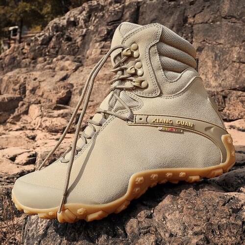 Men Climbing Genuine Leather Hight-Top Waterproof Special Forces Combat Military Training Breathable Hiking Boots men