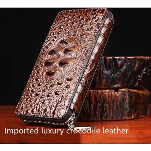 Mens wallet Thai crocodile leather wallet mens long handbag female leather wrist bag zipper wallet clutch Europe America04