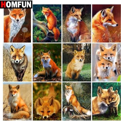 HOMFUN 3D Diamond Painting "Animal fox scenery" DIY Full Rhinestones Drill Cross-stitch Kits Square Round Diamond Embroidery
