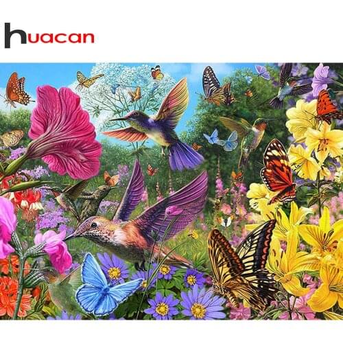 Huacan Diamond Painting Kit Humming Bird Mosaic Butterfly Embroidery Animal Flower Cross Stitch Home Decor