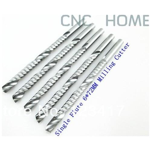 10pcs 6x72mm Tungsten Carbide Single Flute Sprial End Mill Cutter Sets, Milling Tools on Wood CNC Router Cutting Machine Tools