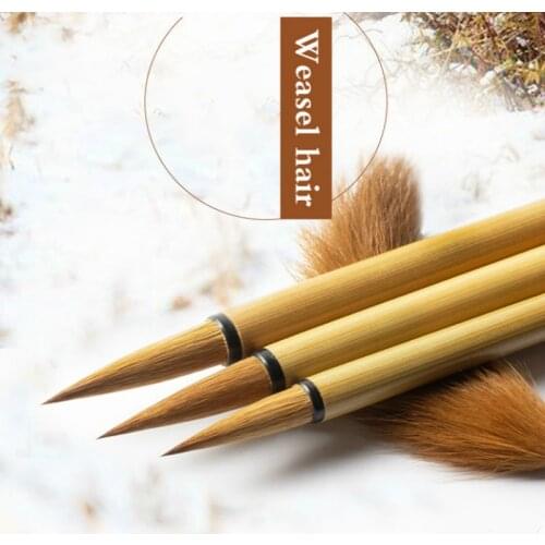 Chinese Calligraphy Pen Set 3pcs/set Pure Weasel Hair Painting Brush Adult Huzhou Calligraphy Writing Brushes Calligraphie