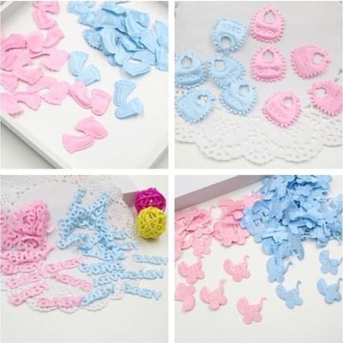 100pcs/pack Baby Shower Confetti Decoration Boy Girl Baptism Birthday Party Table Sprinkles Footprint, Baby Carriage, Bib Style
