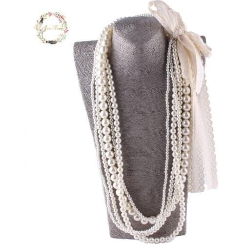 JIOFREE big lace Beads Simulated Pearl Necklace multi layer necklace Statement Necklace popular women Bohemian party jewelry
