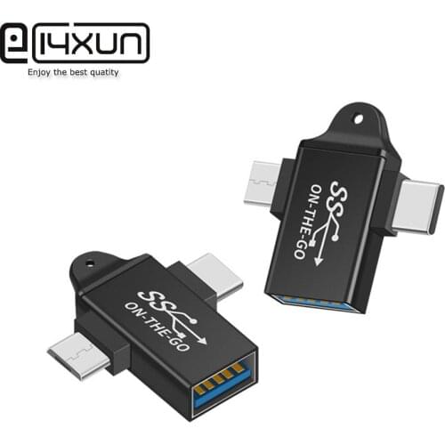 1Pcs 2 in 1 OTG Adapter Type C Micro USB 3.0 OTG Adapter USB 3.0 Data Transmit Converter for Tablet Hard Disk Drive Phone