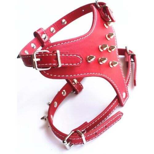 Pet Dog PU Leather Harness Rivet Decorations Fashion Black Red Pink Harness for Small Dog