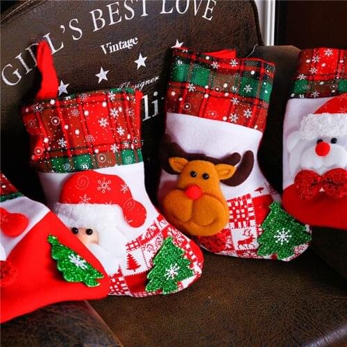 Christmas Stockings Santa Socks Candy Bag Gift Apple Bag Lovely Gift Bag For Kids Fireplace Tree Christmas Decoration