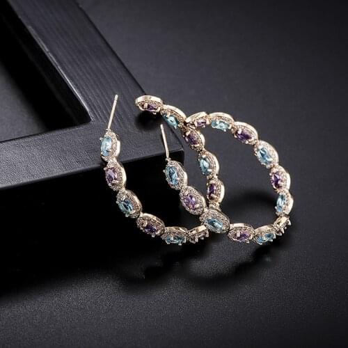 EYER Luxury Disco Ball Design Cubic Zirconia Statement Hoop Earrings For Women Wedding Fashion Earrings Jewelry Accessories 2020