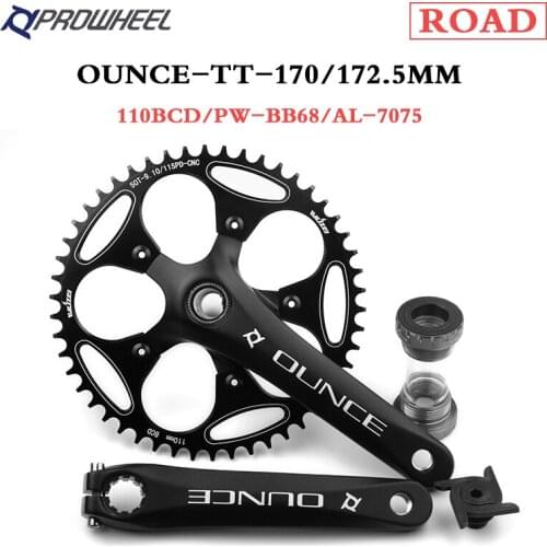 Prowheel-Road bike crank 170/172mm/110BCD, wide and narrow chainwheel, AL-7075 52/54/56/58/60T chainwheel, bicycle parts, PW-BB68