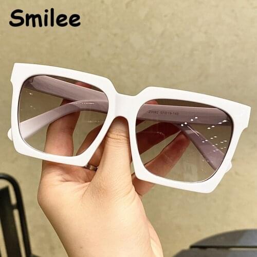 Womens Retro White Square Sunglasses 2020 90s Unisex Summer goggles Gradient Oversized Glasses Luxury Brand Shades For Women