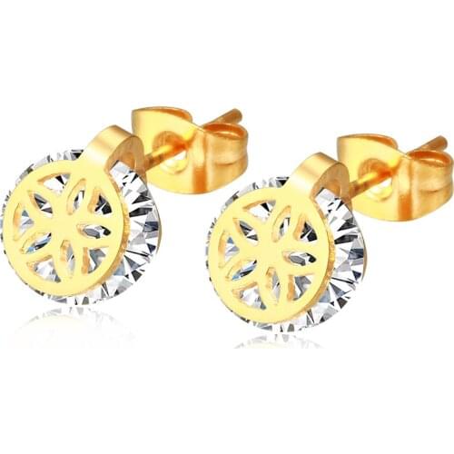 Light luxury fashion titanium steel wreath with diamonds, rotatable all-match female earrings temperament earrings